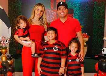 Yhudy comemora aniversário de 9 anos em festa temática do Flamengo ao lado do pai Wesley Safadão, de Thyane Dantas e dos irmãos Ysis e Dom